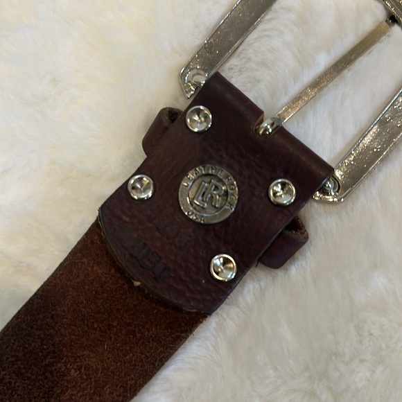 Leatherock Brown Leather Studded Crystal Embellished Belt SzM - Picture 5 of 16